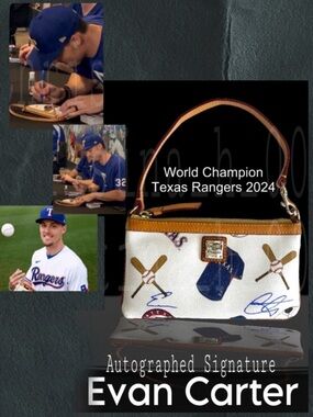 Autographed EVAN CARTER World Champion Texas Ranger licensed Dooney & Bourke MLB